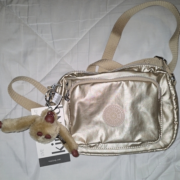 Kipling Hubei Metallic Beige Crossbody Bag - Picture 2 of 5